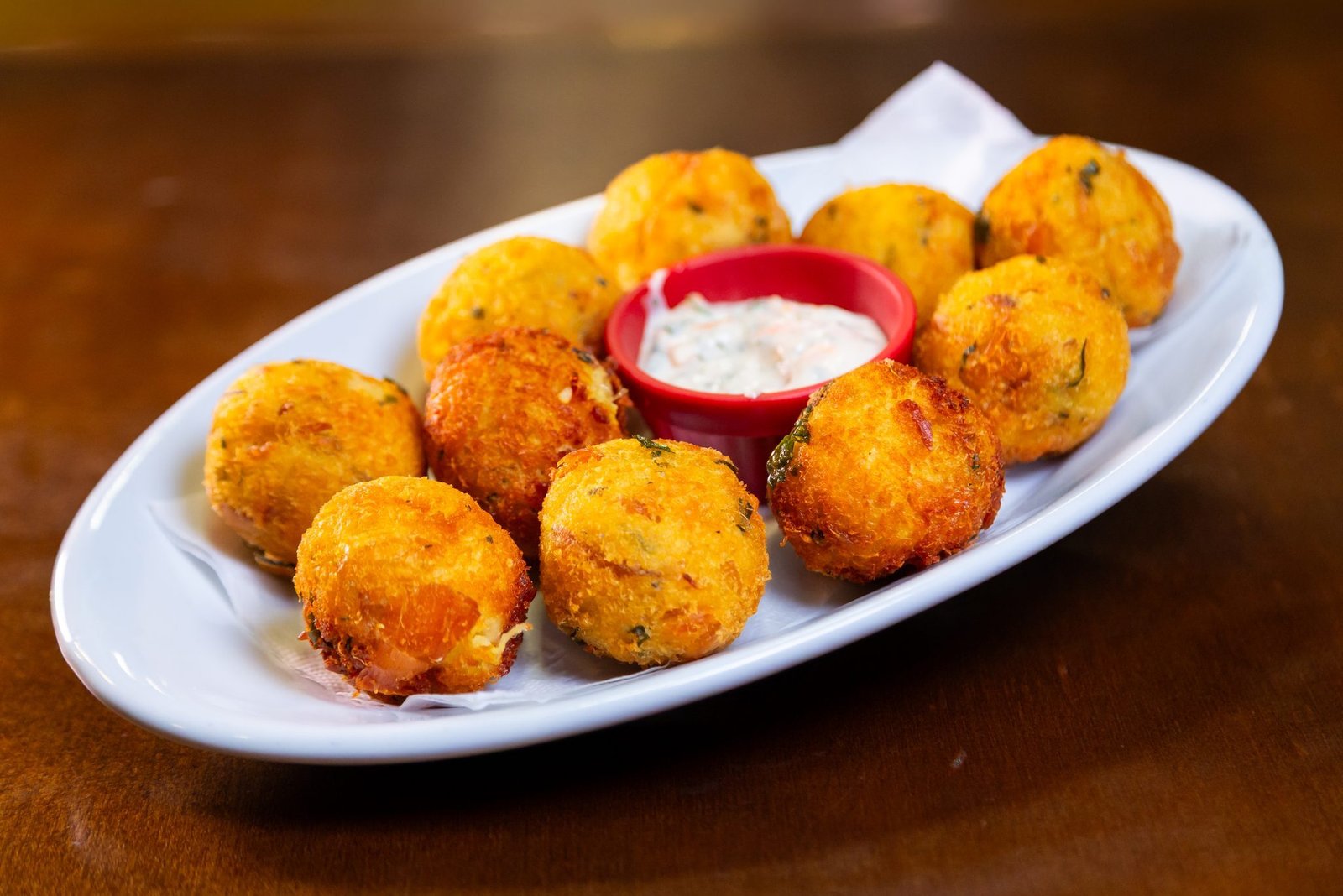 Bolinho de bacalhau servido na unidade Flamengo do Planalto do Chopp