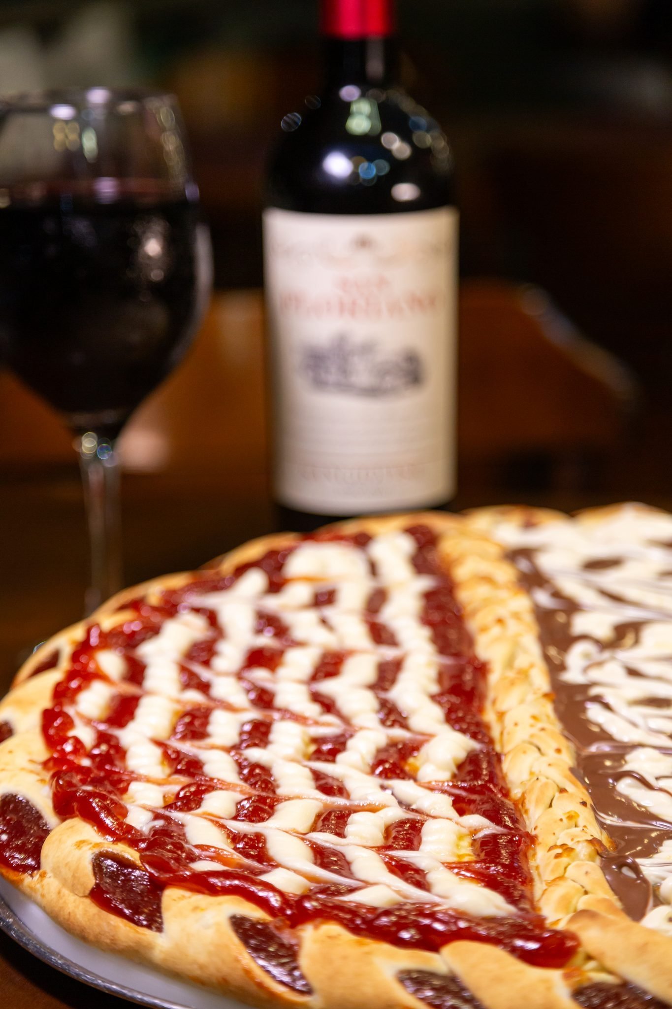 Pizza servida na unidade Flamengo do Planalto do Chopp